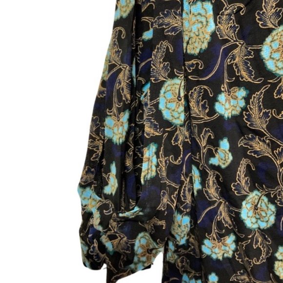 Blue/Black/Gold Floral & Paisley Print Top - Picture 4 of 4